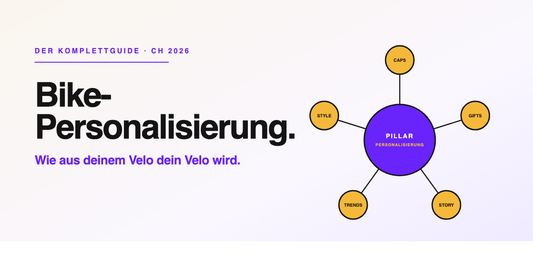 Bike-Personalisierung — Der komplette Schweizer Guide 2026 mit 8 Kategorien und Hub-and-Spoke-Architektur zu Caps, Stil, Geschenken, Trends und Brand-Story